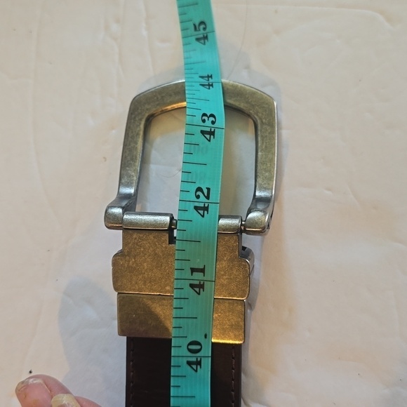 Mens Premium Black/ Brown Reversible Quality Leather Belt GUN metal buckle Sz.36 - Picture 5 of 7